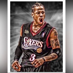 ALLEN IVERSON 8.5x11 GLOSSY PHILADELPHIA 76ERS SELF CREATED BASKETBALL ART SET!